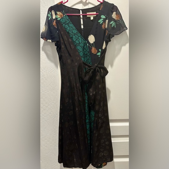Anthropologie Moulinette Soeurs Mixed Media Ciao Bella Faux Wrap Dress - Picture 2 of 11